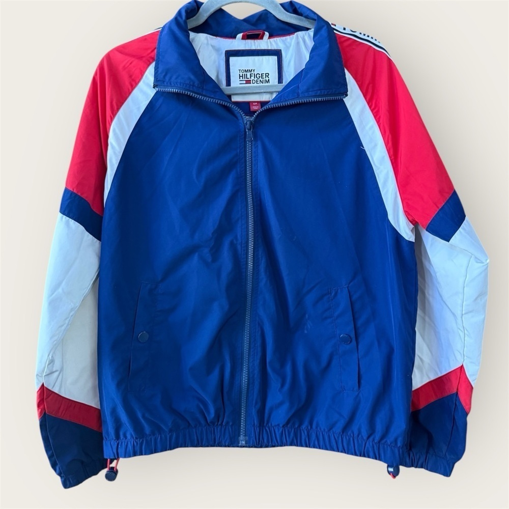 Tommy Hilfiger Denim Y2K windbreaker Jacket red white & blue women’s small